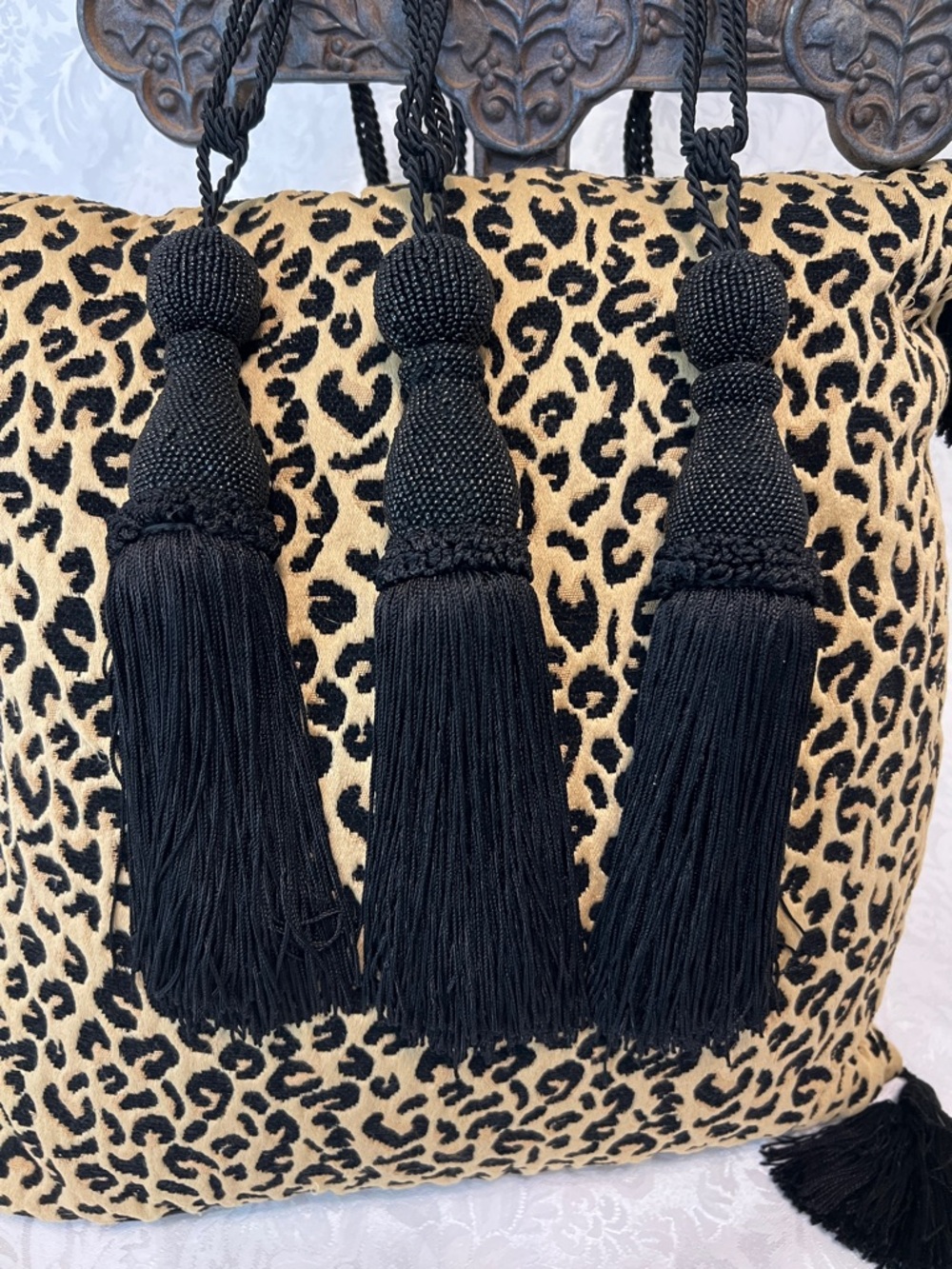 Set of Three Black Beaded Decorative Tassels